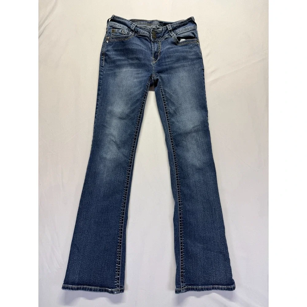 Wallflower The Luscious Curvy Bootcut Jeans Womens 7 Blue Denim Cotton Low Rise